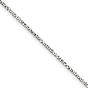 1.5mm Rhodium Plated Sterling Silver D/C Spiga Chain Necklace, 16 Inch